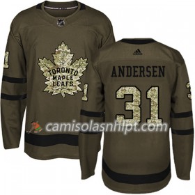 Camisola Toronto Maple Leafs Frederik Andersen 31 Adidas 2017-2018 Camo Verde Authentic - Homem